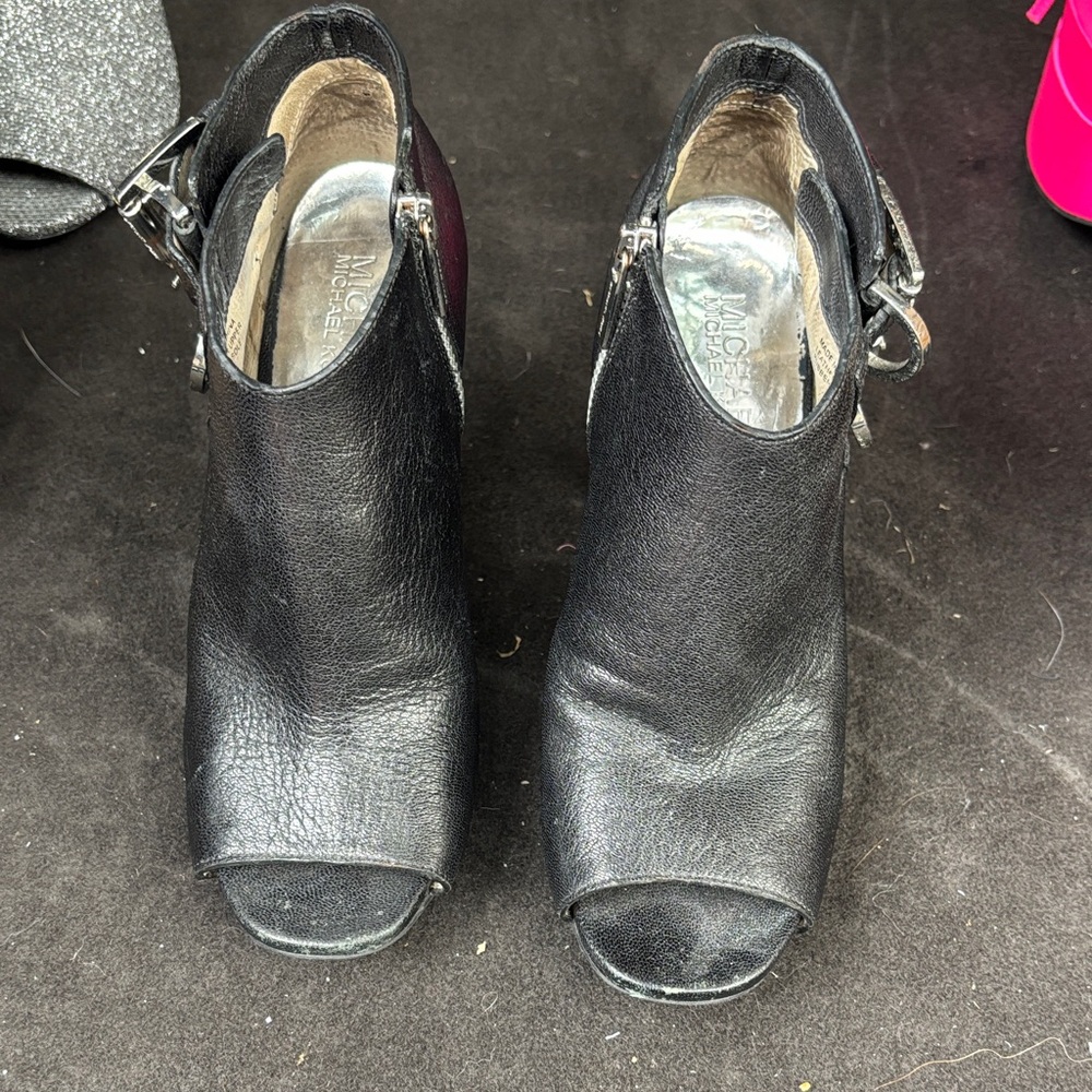 MICHAEL Michael Kors Black Peep-Toe Ankle Booties